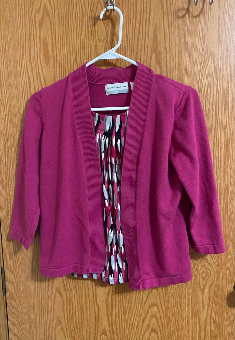 Alfred Dunner Petite Cardigan PS Pink Layered Look Top